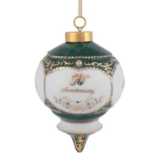 A hanging ornament made of porcelain.