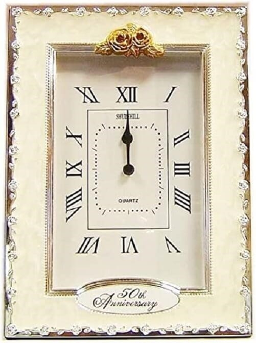 A Quartz Table Clock to celebrate the joyous occasion of a 50th Golden Wedding Anniversary