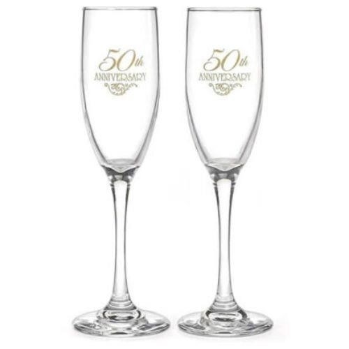 The 50th Anniversary Champagne Toasting Flutes by Hortense B. Hewitt.