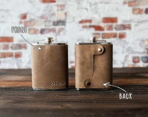 Personalized Leather Hip Flask.