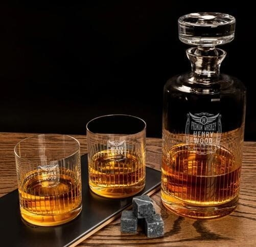A set of decanters for whiskey