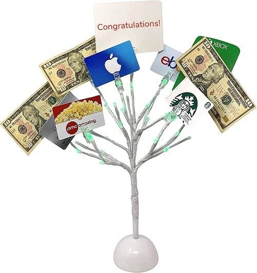 One can choose between a gift card or a money tree.