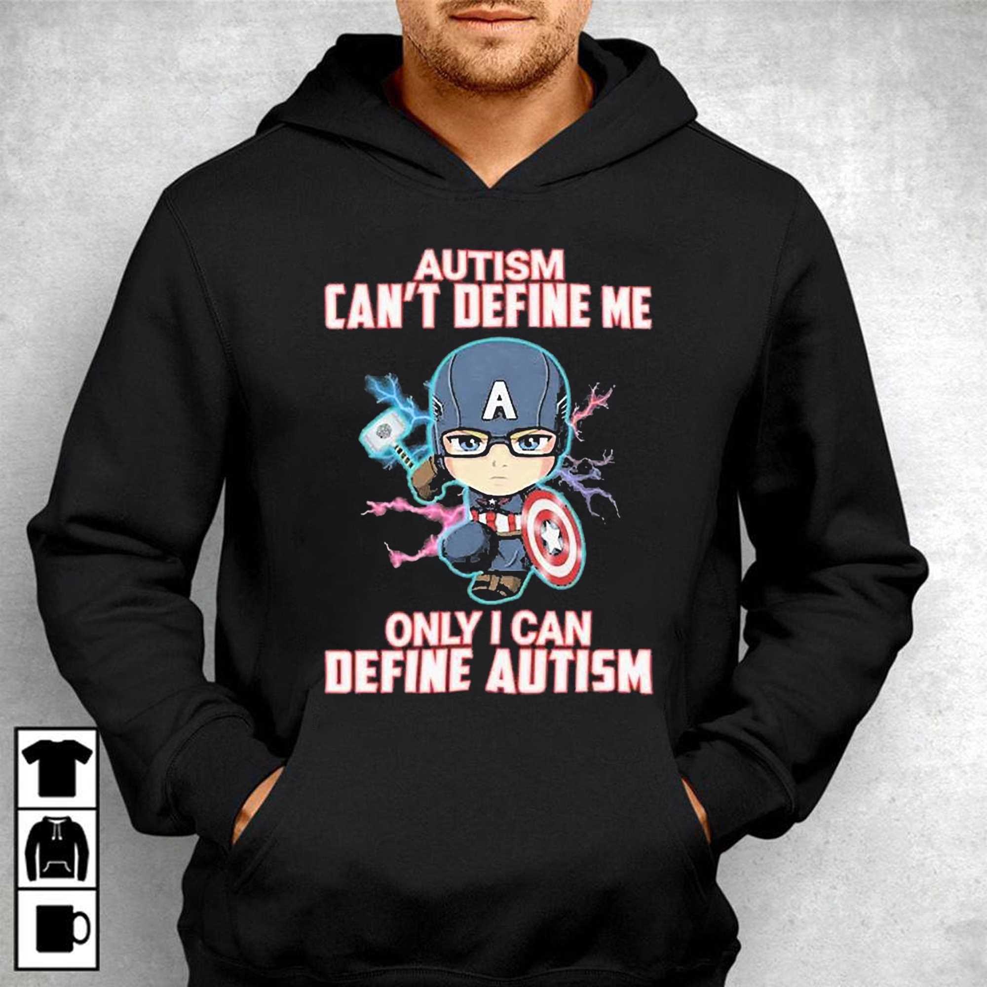 Captain America Autism Cant Define Me Only I Can Define Autism World Autism Awareness Day T-shirt 