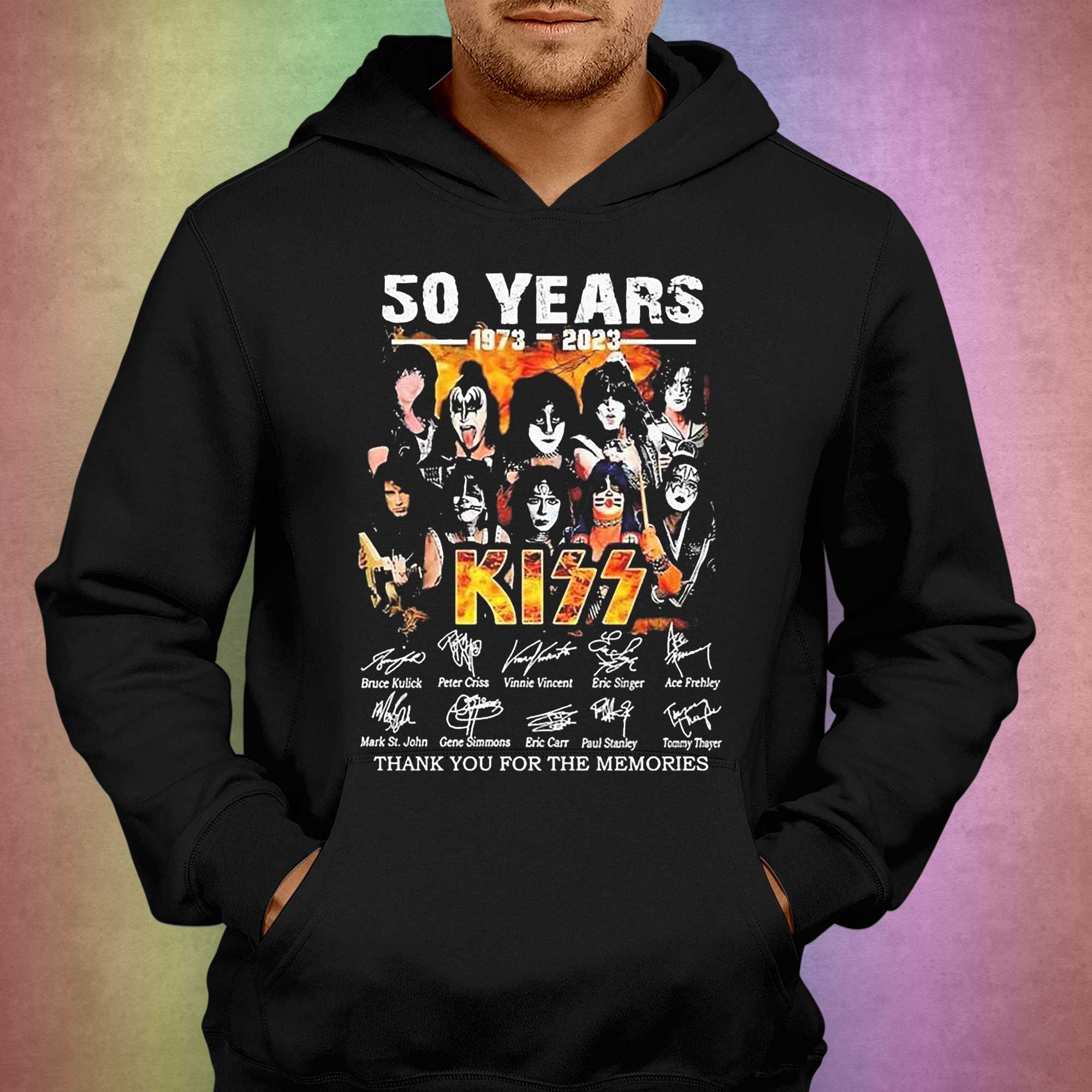 Official Kiss Band 50 Years 1973-2023 Thank You For The Memories Signatures T-shirt 