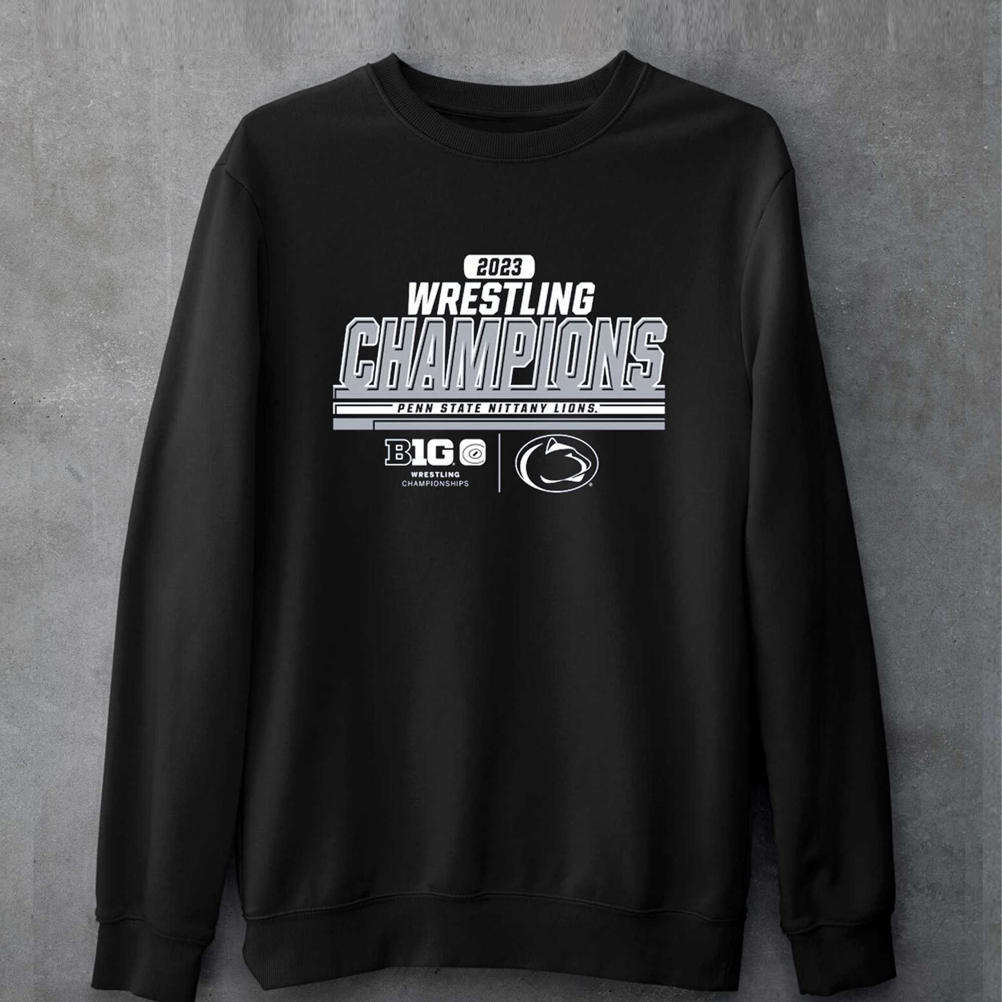 Penn State Nittany Lions Blue 84 2023 Big 10 Wrestling Tournament Champions Locker Room T-shirt 