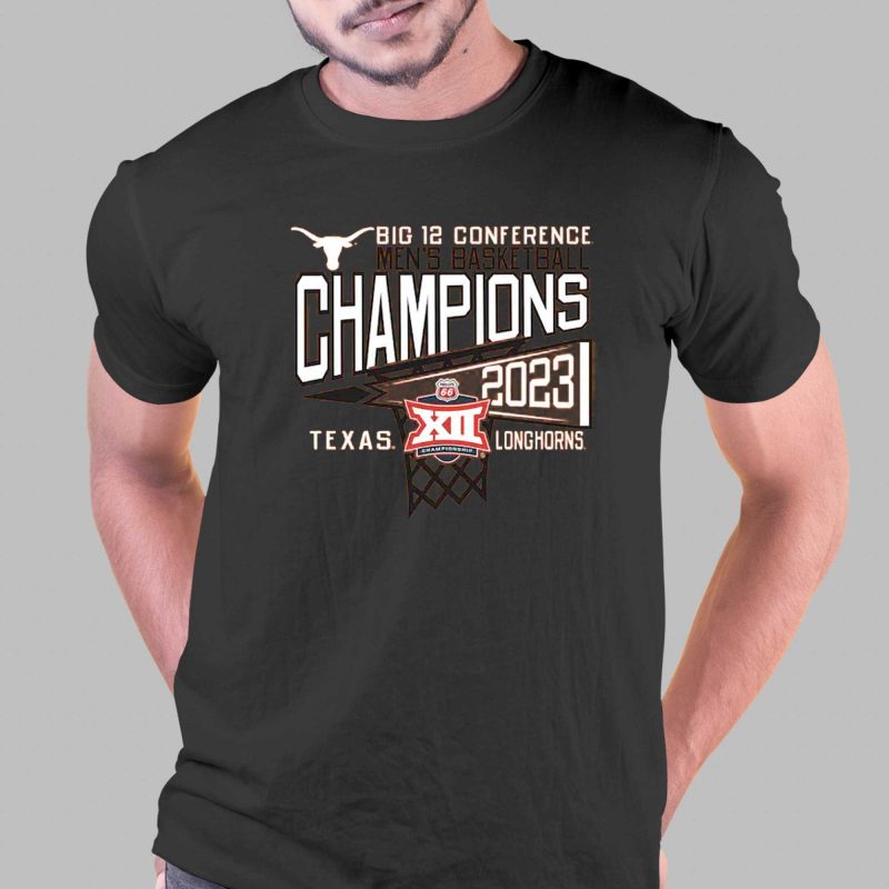 texas longhorns 2023 big 12 mens basketball conference tournament champions locker room t shirt 1