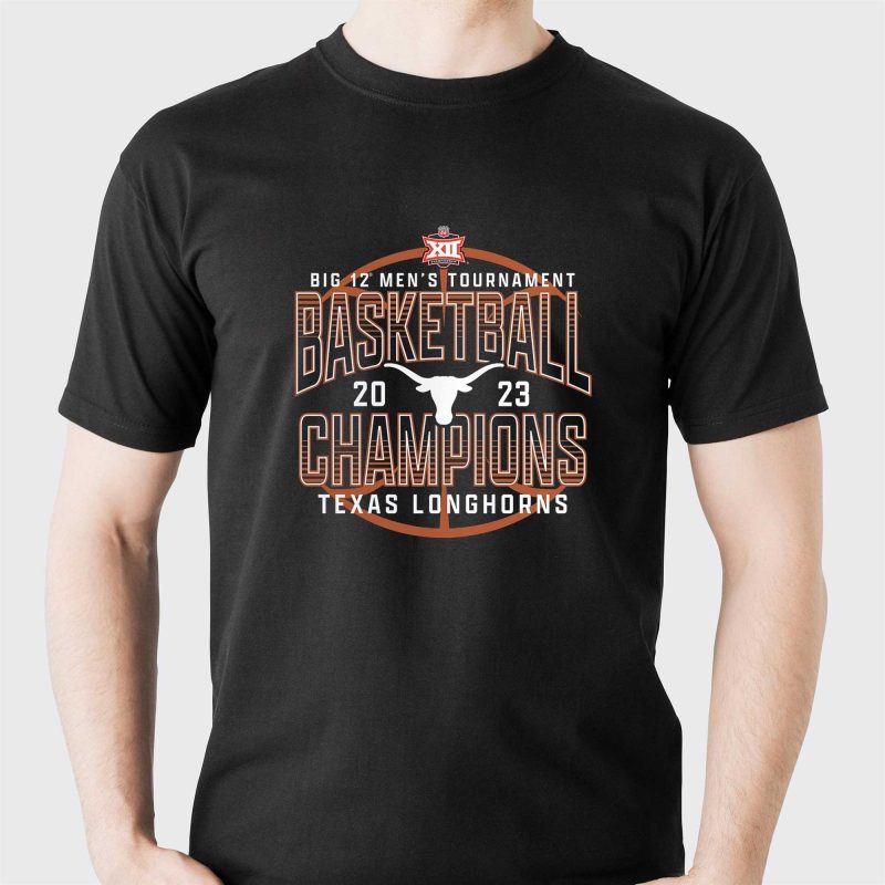 texas longhorns fanatics branded 2023 big 12 mens basketball conference tournament champions t shirt 1