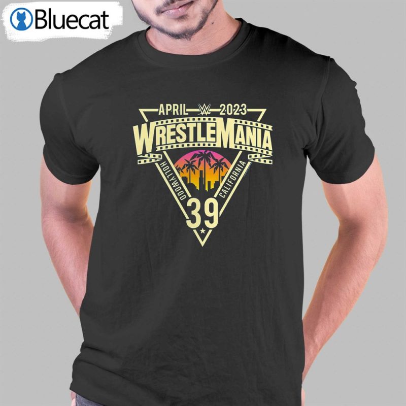 wwe fanatics branded wrestlemania 39 sunset logo t shirt 1 1