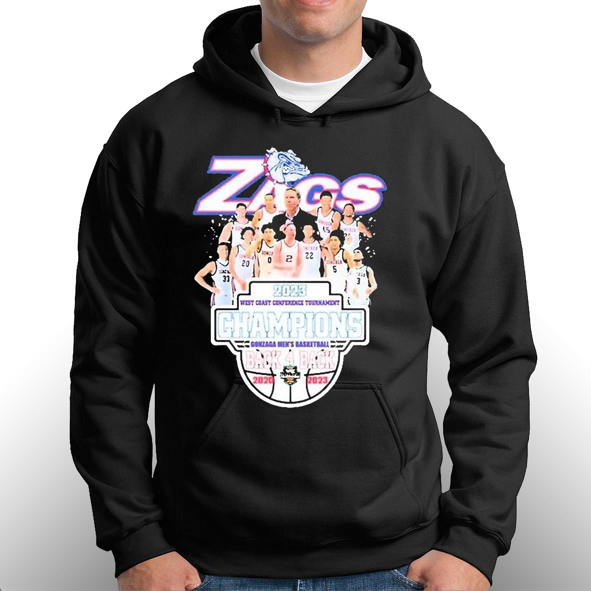 Zags 2023 West Coast Conference Tournament Champions Gonzaga Mens Basketball Back 4 Back 2020-2023 T-shirt 